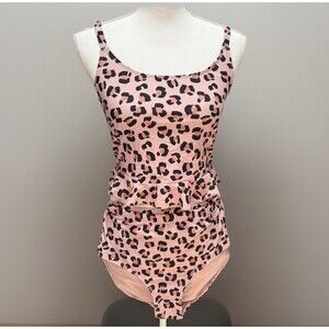 Janela Bay Pink Leopard Tankini 2 Piece Set High Waist Womens Beach Small